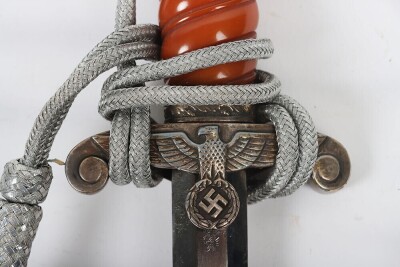WW2 German Army (Heer) Officers Dress Dagger by Emil Voos, Solingen, with Straps and Knot, - 6