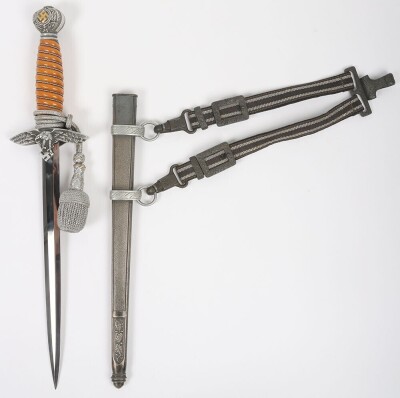 WW2 German Luftwaffe Officers 2nd Pattern Dress Dagger with Straps and Knot by SMF, Solingen, - 2