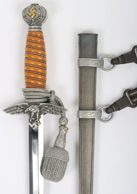WW2 German Luftwaffe Officers 2nd Pattern Dress Dagger with Straps and Knot by SMF, Solingen, - 3