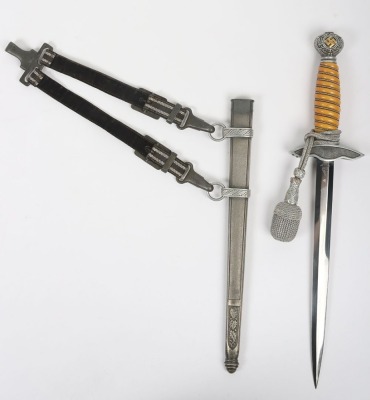 WW2 German Luftwaffe Officers 2nd Pattern Dress Dagger with Straps and Knot by SMF, Solingen, - 4