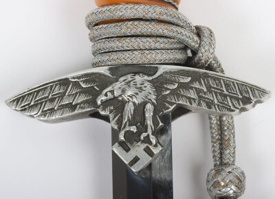 WW2 German Luftwaffe Officers 2nd Pattern Dress Dagger with Straps and Knot by SMF, Solingen, - 7
