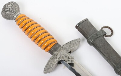 WW2 German Luftwaffe 2nd Pattern Officers Dress Dagger by Carl Eickhorn, Solingenarl Eickhorn, Solingen, with Straps and Knot, - 4