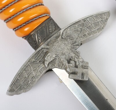 WW2 German Luftwaffe 2nd Pattern Officers Dress Dagger by Carl Eickhorn, Solingenarl Eickhorn, Solingen, with Straps and Knot, - 7