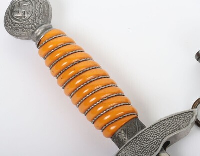 WW2 German Luftwaffe 2nd Pattern Officers Dress Dagger by Carl Eickhorn, Solingenarl Eickhorn, Solingen, with Straps and Knot, - 14