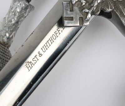 WW2 German Luftwaffe 2nd Pattern Officers Dress Dagger with Personalised Named Cross Guard, Distributed by Hast & Uhthoff, Dresden, - 6