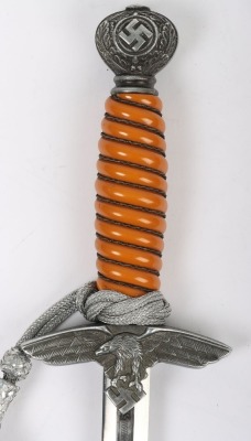 WW2 German Luftwaffe 2nd Pattern Officers Dress Dagger with Personalised Named Cross Guard, Distributed by Hast & Uhthoff, Dresden, - 7