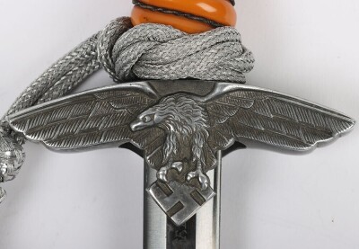WW2 German Luftwaffe 2nd Pattern Officers Dress Dagger with Personalised Named Cross Guard, Distributed by Hast & Uhthoff, Dresden, - 9