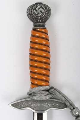 WW2 German Luftwaffe 2nd Pattern Officers Dress Dagger with Personalised Named Cross Guard, Distributed by Hast & Uhthoff, Dresden, - 10