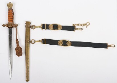 WW2 German Kriegsmarine Officers Dagger with Straps and Knot by WKC, Solingen,
