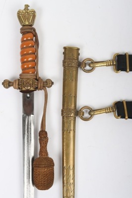 WW2 German Kriegsmarine Officers Dagger with Straps and Knot by WKC, Solingen, - 5