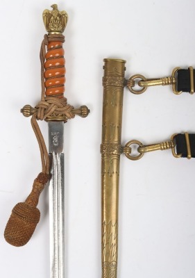 WW2 German Kriegsmarine Officers Dagger with Straps and Knot by WKC, Solingen, - 6
