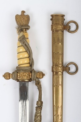 WW2 German Kriegsmarine Officers Dress Dagger by F W Holler, Solingen, - 2