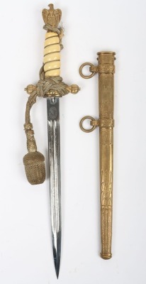 WW2 German Kriegsmarine Officers Dress Dagger by F W Holler, Solingen, - 3