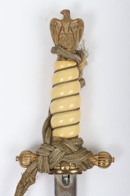 WW2 German Kriegsmarine Officers Dress Dagger by F W Holler, Solingen, - 4