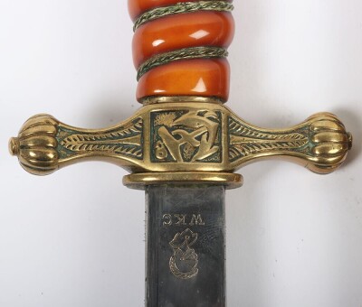 WW2 German Kriegsmarine Officers Dress Dagger by WKC, Solingen, - 3