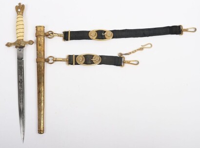 WW2 German Kriegsmarine Officers Dress Dagger with Hanging Straps by Paul Weyersberg, Solingen,