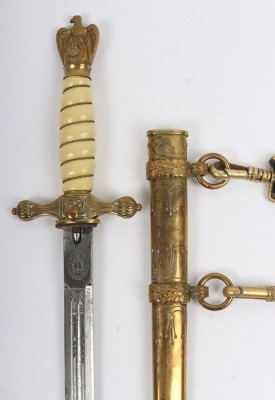 WW2 German Kriegsmarine Officers Dress Dagger with Hanging Straps by Paul Weyersberg, Solingen, - 4