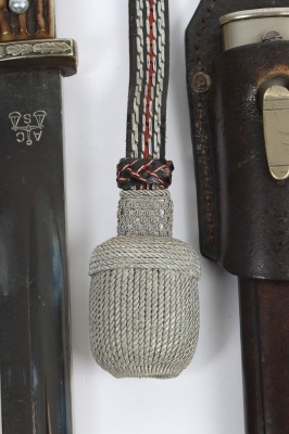 WW2 German Police Bayonet with Frog and Knot by Alexander Coppel, Solingen, good example of a standard Police bayonet with two piece stag horn grips with Police eagle to the centre of the grips. Eagle head pommel and cross guard with oakleaves relief. Hou - 4
