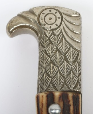 WW2 German Police Bayonet with Frog and Knot by Alexander Coppel, Solingen, good example of a standard Police bayonet with two piece stag horn grips with Police eagle to the centre of the grips. Eagle head pommel and cross guard with oakleaves relief. Hou - 6