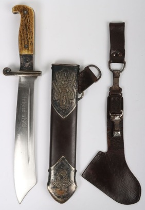 Third Reich 1st Type Full Stag RAD (Labour Service) Enlisted Mans Hewer / Dagger by Carl Eickhorn, Solingen,