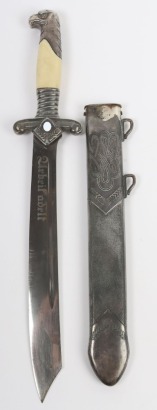 Third Reich RAD (Reichsarbeitsdienst) Labour Service Officers Dress Dagger by Carl Eickhorn, Solingen, fine example with two piece white celluloid grips with screw to the rear. Beautiful dark patina to the eagle head pommel, cross guard with RAD insignia 