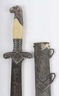 Third Reich RAD (Reichsarbeitsdienst) Labour Service Officers Dress Dagger by Carl Eickhorn, Solingen, fine example with two piece white celluloid grips with screw to the rear. Beautiful dark patina to the eagle head pommel, cross guard with RAD insignia - 3