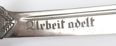 Third Reich RAD (Reichsarbeitsdienst) Labour Service Officers Dress Dagger by Carl Eickhorn, Solingen, fine example with two piece white celluloid grips with screw to the rear. Beautiful dark patina to the eagle head pommel, cross guard with RAD insignia - 7