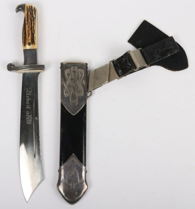 Third Reich RAD (Labour Service) Enlisted Mans Hewer / Dagger with Two Piece Leather Hanger by Carl Eickhorn, Solingen,