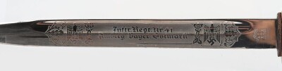 Third Reich Infantry Regiment Nr41 Engraved Memory of my Service Engraved Parade Bayonet by Alcoso, Solingen, - 10