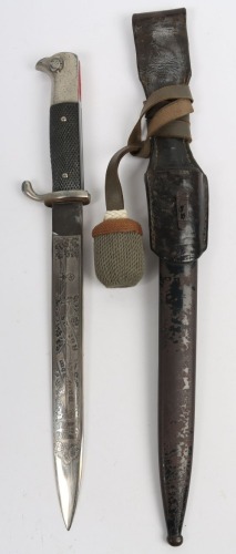 WW2 German Panzer Regiment Engraved Parade Bayonet by Alcoso, Solingen,