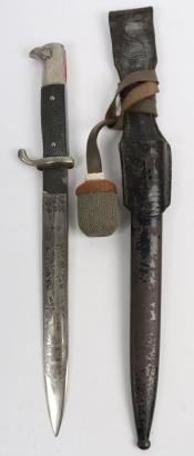WW2 German Panzer Regiment Engraved Parade Bayonet by Alcoso, Solingen,