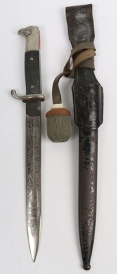 WW2 German Panzer Regiment Engraved Parade Bayonet by Alcoso, Solingen,