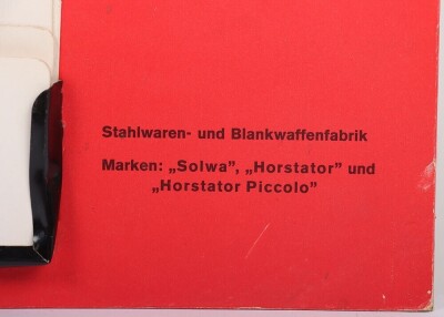 Third Reich Period Dagger and Sword Manufacturer E & F Horster, Solingen, Company Promotional Calendar, - 2