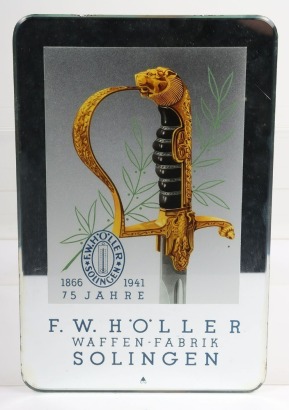 WW2 German Sword and Dagger Manufacturer F W Holler, Solingen, Promotional Mirror