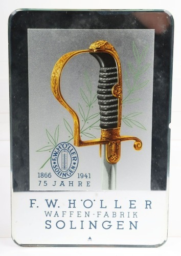 WW2 German Sword and Dagger Manufacturer F W Holler, Solingen, Promotional Mirror,
