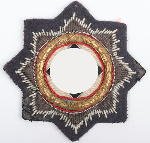 WW2 German Luftwaffe Issue Cloth Grade German Cross in Gold (Deutsches Kreuz)
