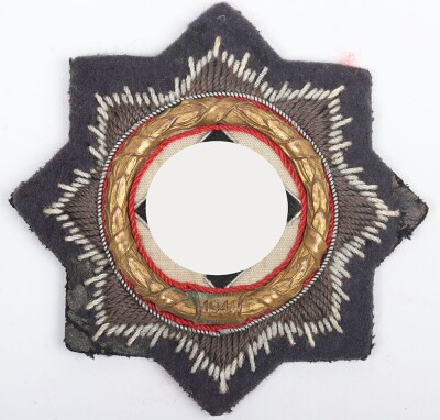 WW2 German Luftwaffe Issue Cloth Grade German Cross in Gold (Deutsches Kreuz)