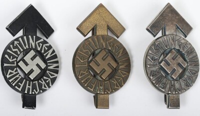 Set of 3 Third Reich Hitler Youth (Hitlerjugend) Proficiency Badges - 2