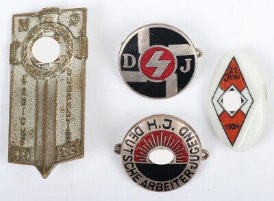 Small Grouping of Third Reich Youth Movement Membership and Participants Badges