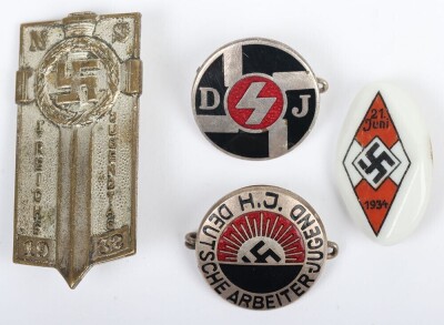 Small Grouping of Third Reich Youth Movement Membership and Participants Badges - 2