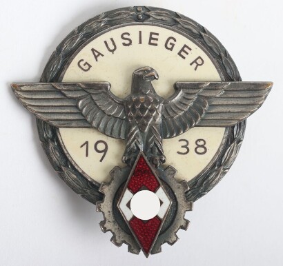 Third Reich Hitler Youth (Hitlerjugend) 1938 Gausieger Award by Gustav Brehmer, Markneukirchen