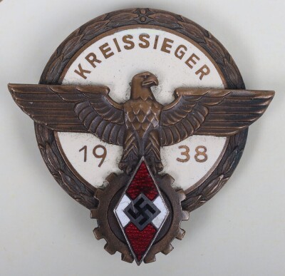 Third Reich Hitler Youth (Hitlerjugend) 1938 Kreissieger Award by Gustav Brehmer, Markneukirchen, with Award Certificate to Kreissieger Gritt Linhart. - 3