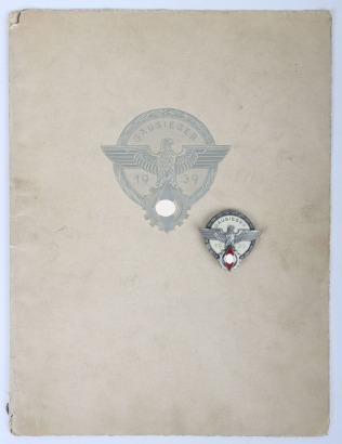 Third Reich 1939 Hitler Youth (Hitlerjugend) Gausieger Award by G. Brehmer with Award Certificate and Original Presentation Folder to Gausieger Heinrich Burger