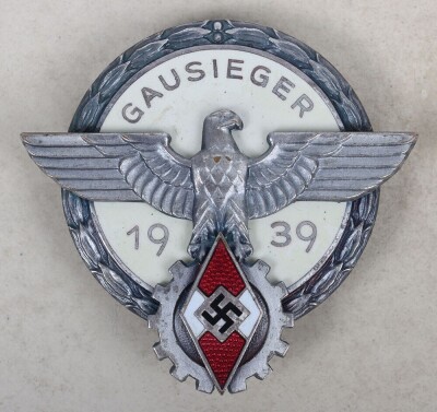 Third Reich 1939 Hitler Youth (Hitlerjugend) Gausieger Award by G. Brehmer with Award Certificate and Original Presentation Folder to Gausieger Heinrich Burger - 3