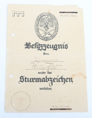 WW2 German Tank Destruction Badge and Award Document Group to Leutnant Willy Hild, Member of Panzer-Artillerie-Regiment 92 - 6