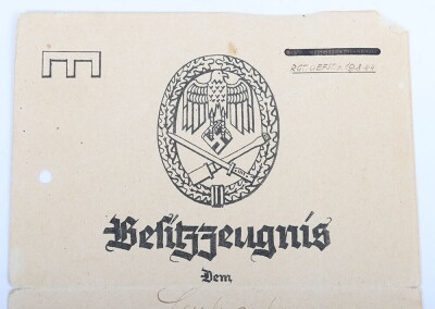 WW2 German Tank Destruction Badge and Award Document Group to Leutnant Willy Hild, Member of Panzer-Artillerie-Regiment 92 - 7