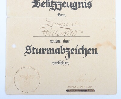 WW2 German Tank Destruction Badge and Award Document Group to Leutnant Willy Hild, Member of Panzer-Artillerie-Regiment 92 - 8