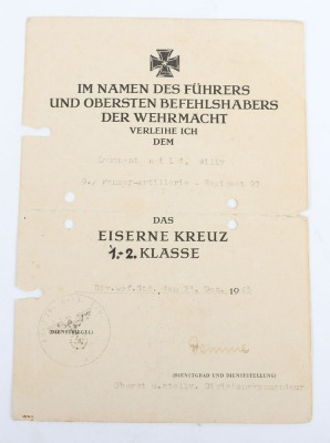 WW2 German Tank Destruction Badge and Award Document Group to Leutnant Willy Hild, Member of Panzer-Artillerie-Regiment 92 - 9