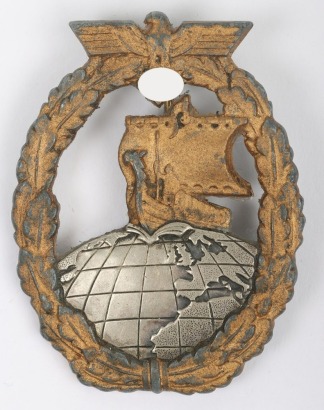 WW2 German Kriegsmarine Auxiliary Cruiser Badge by Steinhauer & L&uuml;ck, L&uuml;denscheid