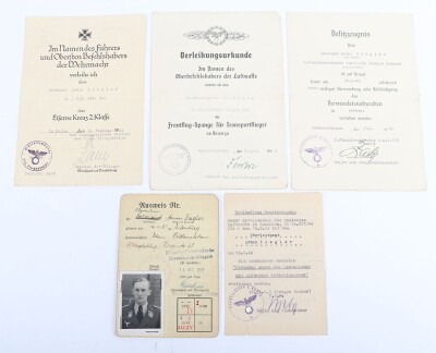 WW2 German Luftwaffe Award and Document Grouping to Leutnant Arnim Ziegler, Transport Pilot and Stalingrad Veteran - 12
